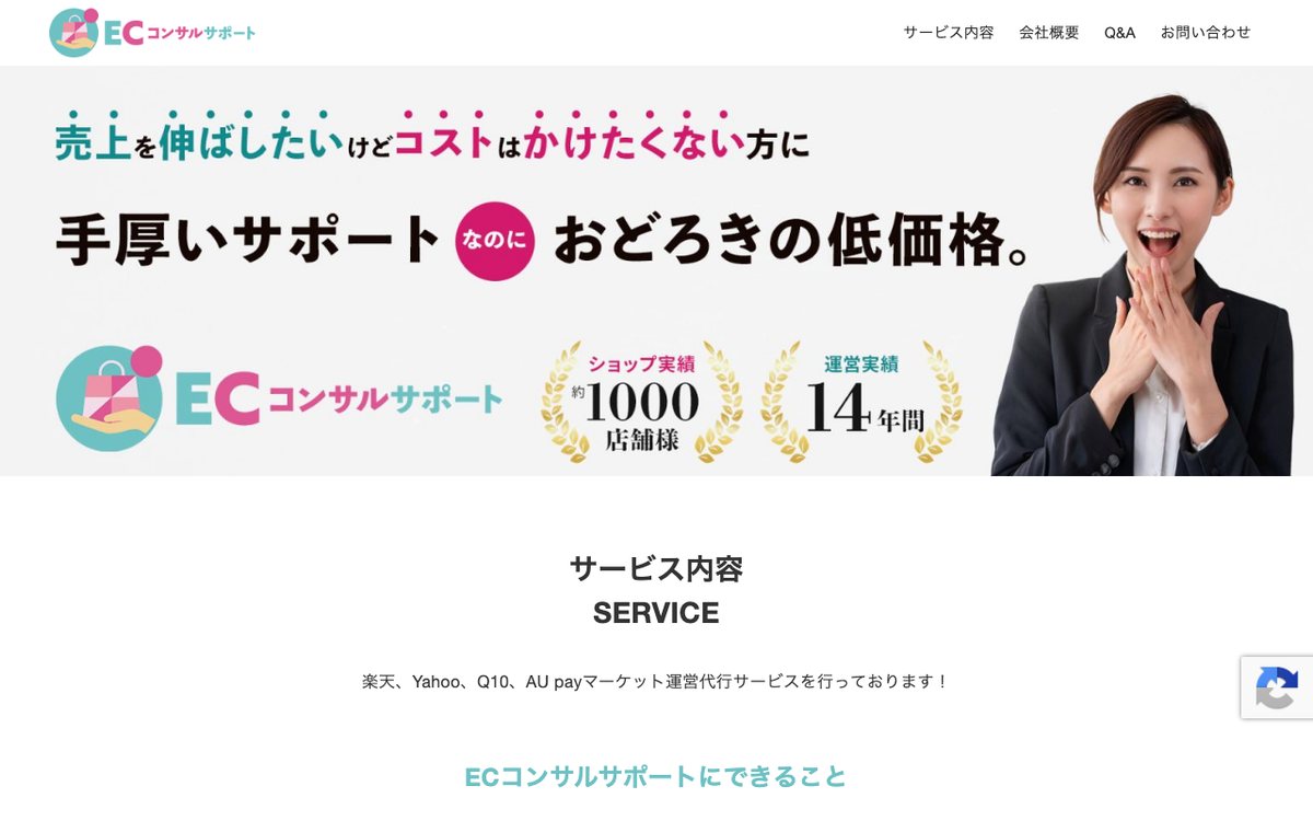 ECコンサルサポート 公式サイトのファーストビュー